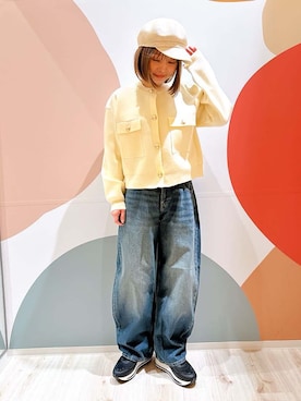 「アイテム（キャスケット）」を使った、長男さん（レディース・158cm）の冬コーディネート
