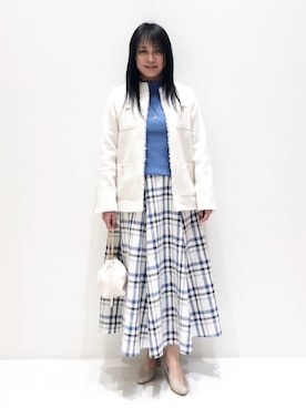 「grove（グローブ）の【ふわっと心地よい足入れ】やわここち（R）Vカットパンプス（日本製）（パンプス、ベージュ系）」を使った、ゅぅさん（レディース・150cm）の冬コーディネート