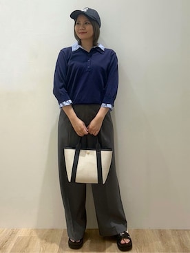 「OPAQUE.CLIP（オペークドットクリップ）のクロスベルトデザインサンダル（サンダル）」を使った、suzukaさん（レディース・155cm）の春コーディネート
