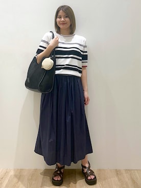 「OPAQUE.CLIP（オペークドットクリップ）のクロスベルトデザインサンダル（サンダル）」を使った、suzukaさん（レディース・155cm）の春コーディネート