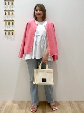 「smart pink（スマートピンク）のアイテム」を使った、suzukaさん（レディース・155cm）の春コーディネート