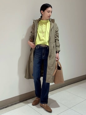 「アイテム（モッズコート、グリーン系）」を使った、環さん（レディース・158cm）の春コーディネート