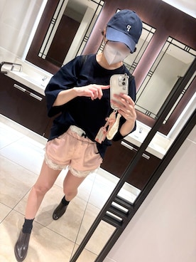 「GU（ジーユー）のアイテム（帽子）」を使った、naさん（レディース・164cm）の夏コーディネート