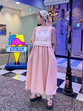 「アイテム（シューズ、ピンク系）」を使った、nyamnyam793n さん（レディース・162cm）の夏コーディネート