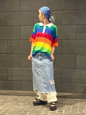 「アイテム（デニムスカート）」を使った、nyamnyam793n さん（レディース・162cm）の夏コーディネート