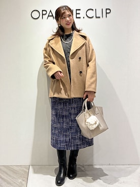 「アイテム（その他ヘアアクセサリー、ブルー系）」を使った、もんちゃんさん（レディース・167cm）の冬コーディネート