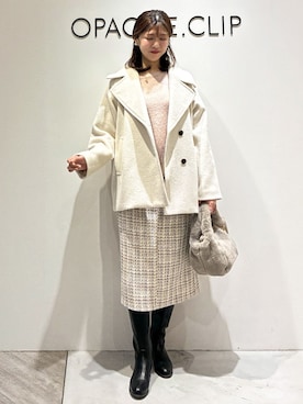 「アイテム（その他ヘアアクセサリー、ブルー系）」を使った、もんちゃんさん（レディース・167cm）の冬コーディネート