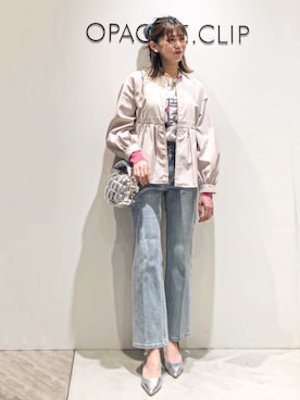 「アイテム（ノーカラージャケット）」を使った、もんちゃんさん（レディース・167cm）の春コーディネート