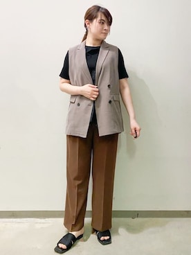 「OPAQUE.CLIP（オペークドットクリップ）の◆ペプラムドッキングカットソー【洗濯機洗い可】（Tシャツ/カットソー）」を使った、hamaさん（レディース・162cm）の春コーディネート