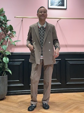 「grove（グローブ）の◆コットンスキッパーシャツ（シャツ/ブラウス、グレー系）」を使った、torigoeさん（メンズ・164cm）の春コーディネート