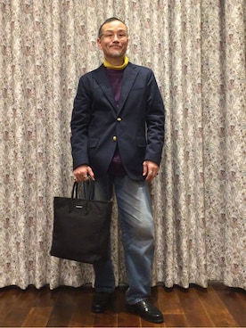 「アイテム（スウェット、パープル系）」を使った、torigoeさん（メンズ・164cm）の冬コーディネート