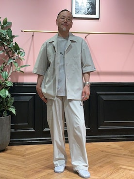 「DRESSTERIOR（ドレステリア）の【セットアップ可/ウォッシャブル】SOLOTEX ストレッチパンツ（その他パンツ、ベージュ系）」を使った、torigoeさん（メンズ・164cm）の春コーディネート