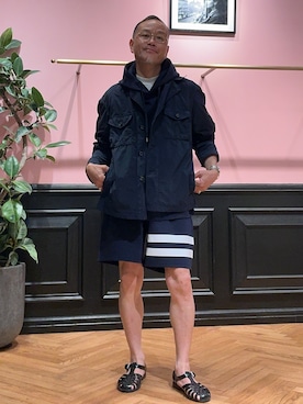 「DRESSTERIOR（ドレステリア）の【ウォッシャブル】ガーメントダイ M65フィールドジャケット（ブルゾン、ブルー系）」を使った、torigoeさん（メンズ・164cm）の春コーディネート