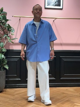 「DRESSTERIOR（ドレステリア）の【干場義雅×DRESSTERIOR】シドグラスシャツ（シャツ/ブラウス、ブルー系）」を使った、torigoeさん（メンズ・164cm）の夏コーディネート