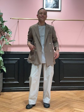 「DRESSTERIOR（ドレステリア）のオーバーラップサークル ソックス（ソックス/靴下、ベージュ系）」を使った、torigoeさん（メンズ・164cm）の春コーディネート