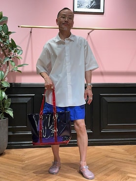 「DRESSTERIOR（ドレステリア）の【干場義雅×DRESSTERIOR】シドグラスシャツ（シャツ/ブラウス、ホワイト系）」を使った、torigoeさん（メンズ・164cm）の春コーディネート