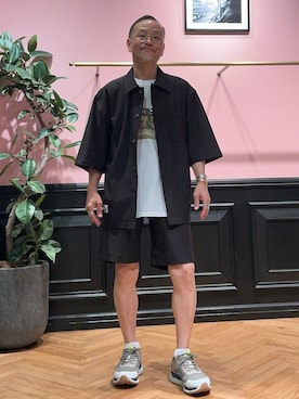 「DRESSTERIOR（ドレステリア）の【接触冷感/UVカット/ウォッシャブル/Safari5月号掲載】AIRTOOL ハーフスリーブシャツ（シャツ/ブラウス、ブラウン系）」を使った、torigoeさん（メンズ・164cm）の夏コーディネート