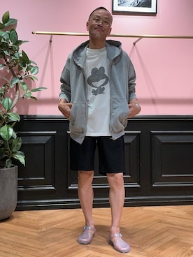 「REMI RELIEF（レミレリーフ）のREMI RELIEF（レミレリーフ）SP加工裏毛ZIPパーカ New Fit（パーカー、グレー系）」を使った、torigoeさん（メンズ・164cm）の春コーディネート