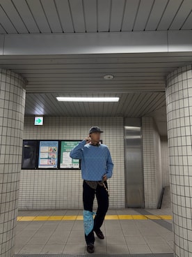 「Levi's（リーバイス）のLevi's/リーバイス 569 LOOSE/ルーズストレートフィット デニムパンツ/バギーパンツ/ワークパンツ（デニムパンツ、ブルー系）」を使った、hollyolive21さん（メンズ・168cm）の秋コーディネート