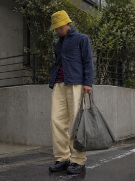 「L.L.Bean（エルエルビーン）のL.L.Bean/エル・エル・ビーン グローサリートート トートバッグ（トートバッグ、グリーン系）」を使った、hollyolive21さん（メンズ・168cm）の秋コーディネート