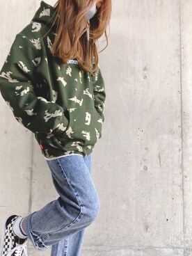Supreme シュプリーム のパーカー グリーン系 を使ったレディース人気ファッションコーディネート Wear