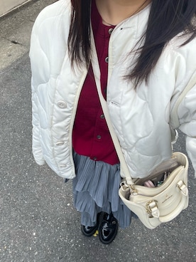 「nuguのアイテム（スカート、グレー系）」を使った、mimimi250さん（レディース・155cm）の冬コーディネート