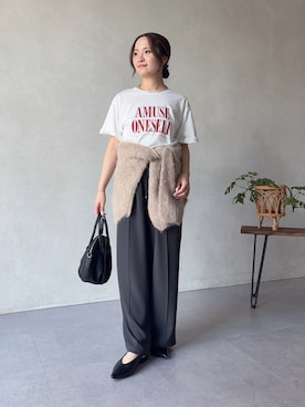 「Jena espace merveilleux(ジェナ エスパスメルヴェイユ)のモヘア混ニット(ニット/セーター、ベージュ系)」を使った、minr666さん(レディース・156cm)の秋コーディネート