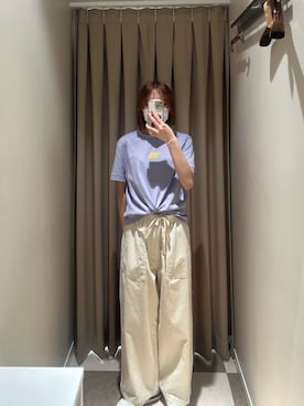 「URBAN RESEARCH DOORS（アーバンリサーチドアーズ）のコットンベーカーパンツ（その他パンツ、ホワイト系）」を使った、nnam74さん（レディース・158cm）の春コーディネート