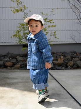 「Catchup（ケチャップ）のアイテム（キャップ、ホワイト系）」を使った、deee🐏さん（キッズ・90cm）の春コーディネート