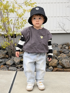 「ZARA KIDSのアイテム（帽子）」を使った、deee🐏さん（キッズ・90cm）の春コーディネート