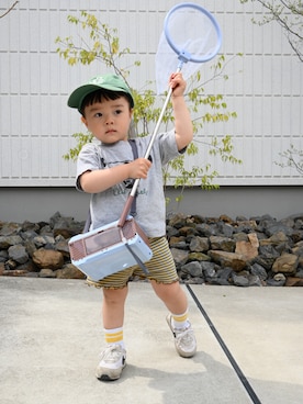 「green label relaxing（グリーンレーベルリラクシング）の＜旭山動物園応援商品＞キャップ / 帽子（キャップ、グリーン系）」を使った、deee🐏さん（キッズ・90cm）の春コーディネート