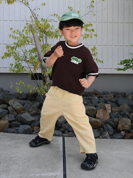 「アイテム（キャップ）」を使った、deee🐏さん（キッズ・90cm）の春コーディネート