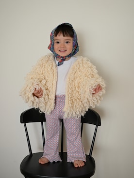 「rikotaのアイテム（パンツ、レッド系）」を使った、deee🐏さん（キッズ・90cm）の春コーディネート