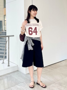 「SLOBE IENA（スローブイエナ）の《追加》リネンコットンレギュラーシャツ（シャツ/ブラウス、ブラック系）」を使った、hiraoさん（レディース・156cm）の春コーディネート