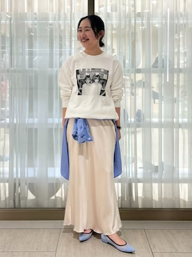 「LE TALON（ルタロン）の《追加3》ポインテッドネットフラット（その他シューズ、ブルー系）」を使った、shionさん（レディース・153cm）の春コーディネート