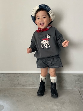 「H&M（エイチ・アンド・エム）のアイテム（シューズ）」を使った、mukuさん（キッズ・100cm）の春コーディネート