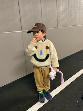 「アイテム（キャップ）」を使った、mukuさん（キッズ・100cm）の春コーディネート