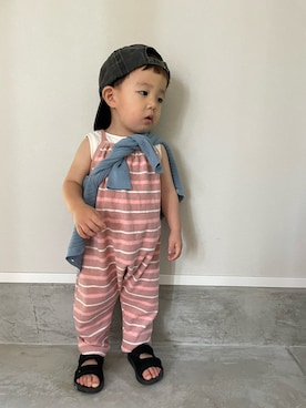 「アイテム（つなぎ/オールインワン）」を使った、mukuさん（キッズ・100cm）の春コーディネート