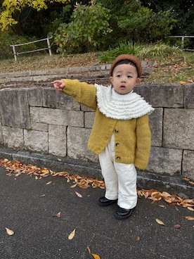 「アイテム（ポンチョ）」を使った、mukuさん（キッズ・100cm）の春コーディネート