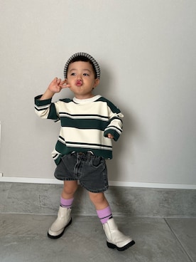 「Misha & Puff（ミーシャアンドパフ）のアイテム」を使った、mukuさん（キッズ・100cm）の春コーディネート