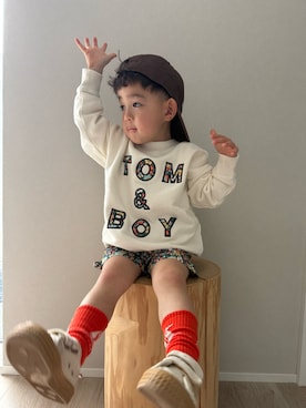 「Mini Rodini（ミニロディーニ）のアイテム」を使った、mukuさん（キッズ・100cm）の春コーディネート