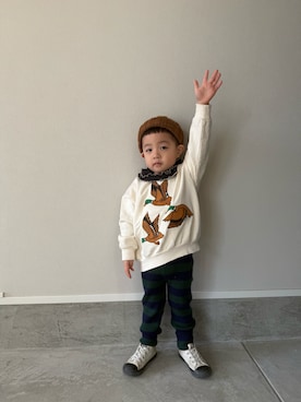 「Mini Rodini（ミニロディーニ）のアイテム」を使った、mukuさん（キッズ・100cm）の春コーディネート