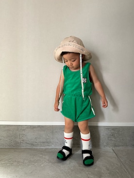 「アイテム（つなぎ/オールインワン）」を使った、mukuさん（キッズ・100cm）の春コーディネート