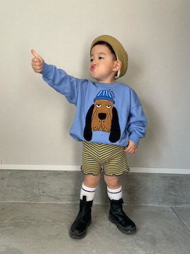 「Mini Rodini（ミニロディーニ）のアイテム」を使った、mukuさん（キッズ・100cm）の春コーディネート