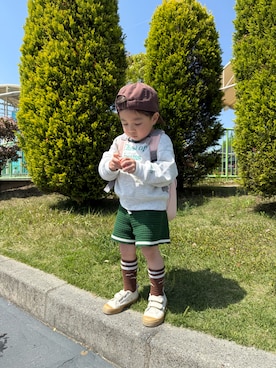 「Mini Rodini（ミニロディーニ）のアイテム」を使った、mukuさん（キッズ・100cm）の春コーディネート