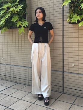 「MURUA（ムルーア）のアイテム」を使った、佐々谷玲央さん（レディース・168cm）の夏コーディネート