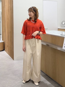 「LEPSIM（レプシィム）のシアーフラットミュールパンプス　656723（パンプス、ホワイト系）」を使った、Michiさん（レディース）の春コーディネート