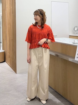 「LEPSIM（レプシィム）のシアーフラットミュールパンプス　656723（パンプス、ホワイト系）」を使った、Michiさん（レディース）の春コーディネート