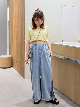 「LEPSIM（レプシィム）のイージーデニムパンツ　630150【KKfashion紹介アイテム】（デニムパンツ、ブルー系）」を使った、Michiさん（レディース）の夏コーディネート