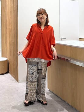 「LEPSIM（レプシィム）のメタルスライドサンダル　638914（サンダル、ブラウン系）」を使った、Michiさん（レディース）の春コーディネート